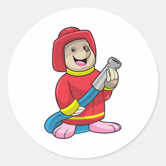 ホース付きホクロ消防士 ラウンドシール (正面)