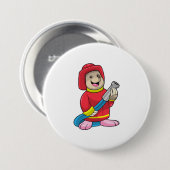 ホース付きホクロ消防士 缶バッジ (正面&裏面)