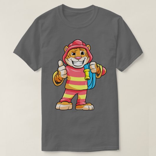 ホース付き消防士としてのタイガー Tシャツ (デザイン正面)