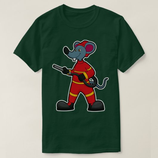 ホース付き消防士としてマウス Tシャツ (デザイン正面)