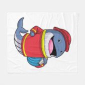 ホース付き消防士として鯨 フリースブランケット (正面(横))