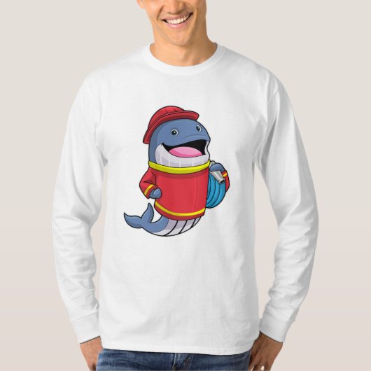 ホース付き消防士として鯨 Tシャツ (正面)
