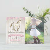 ホース女性のカーボーイガールズポニーフォトバースデーパーティー 招待状 (スタンド正面)