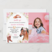 ホース女性のカーボーイ誕生日フォト招待状 招待状 (正面)