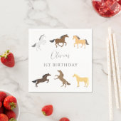 ホース女性のカーボーイ馬術エレガント第1誕生日 スタンダードカクテルナプキン (インサイチュ)