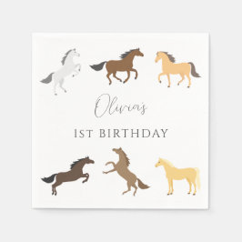 ホース女性のカーボーイ馬術エレガント第1誕生日 スタンダードカクテルナプキン