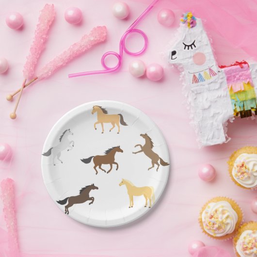 ホース女性のカーボーイ馬術エレガント第1誕生日 ペーパープレート (パーティー)
