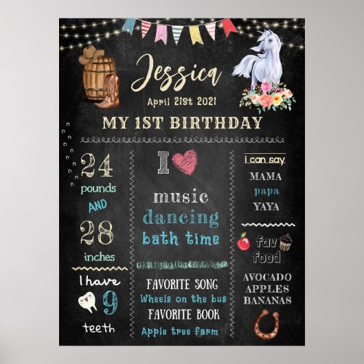 ホース女性のカーボーイ馬術誕生日 ポスター (正面)