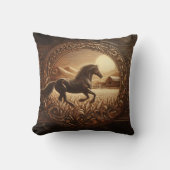 ホース威厳のある走ズスルーゴールデンフィールド クッション (正面)