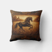 ホース威厳のある走ズスルーゴールデンフィールド クッション (裏面)