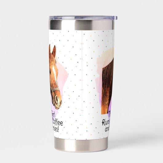 ホース引用文コーヒーエクエストランピンクキュートポニー 保温保冷タンブラー (左面)