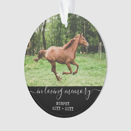 ホース悔やみや弔慰記念パーソナライズされた写真記憶 オーナメント (正面)