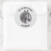 ホース最高のフレンズヴィンテージスケッチバーンアニマル ラウンドシール (バッグ)