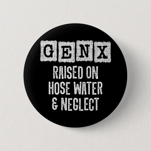 ホース水および無視で発生するX世代X世代 缶バッジ (正面)