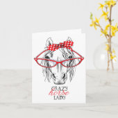 ホース熱狂するレディ馬好き女性バンダナホースバ カード (黄色い花)