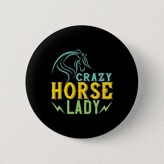 ホース熱狂するレディ馬好き女性乗馬リジン 缶バッジ (正面)