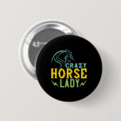 ホース熱狂するレディ馬好き女性乗馬リジン 缶バッジ (正面&裏面)