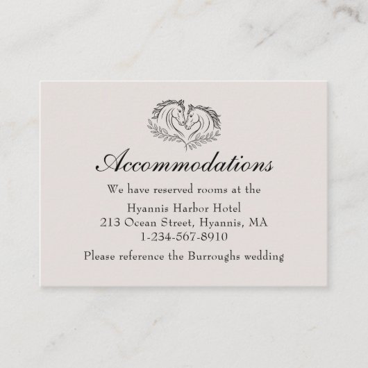 ホース素朴ウェスタン結婚ズアコモデーション エンクロージャーカード (正面)