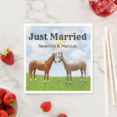 ホース素朴カントリーたった今結婚しましたウェスタン結婚ズ スタンダードランチョンナプキン (インサイチュ)