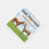 ホース素朴カントリーたった今結婚しましたウェスタン結婚ズ スタンダードランチョンナプキン (角)