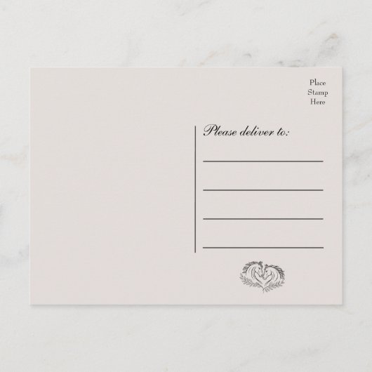 ホース素朴カントリー結婚ウェスタン ポストカード (裏面)