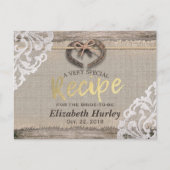 ホース素朴シューズバーラップレースブライダルシャワーレシピ インビテーションポストカード (正面)