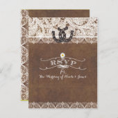 ホース素朴シューズ&レースカントリーウェスタンRSVPカード インビテーションポストカード (正面/裏面)