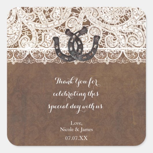 ホース素朴シューズ&レースカントリーウエスタンステッカー スクエアシール (正面)