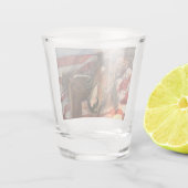 ホース素朴バーンアメリカ国旗 ショットグラス (裏面)