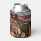 ホース素朴バーンアメリカ国旗 缶クーラー (缶正面)