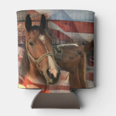 ホース素朴バーンアメリカ国旗 缶クーラー (裏面)