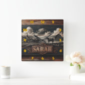 ホース素朴ポートレートニアファームハウスアットデュスク スクエア壁時計 (ホーム)