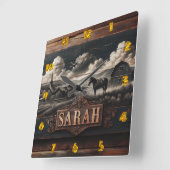 ホース素朴ポートレートニアファームハウスアットデュスク スクエア壁時計 (傾斜)