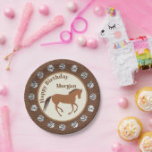 ホース素朴レザーフェイクシルバーコンチョ誕生日 ペーパープレート (パーティー)