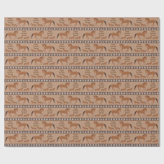 ホース素朴レザーフェイク誕生日あなたの名前を追加 ラッピングペーパー (フラット)