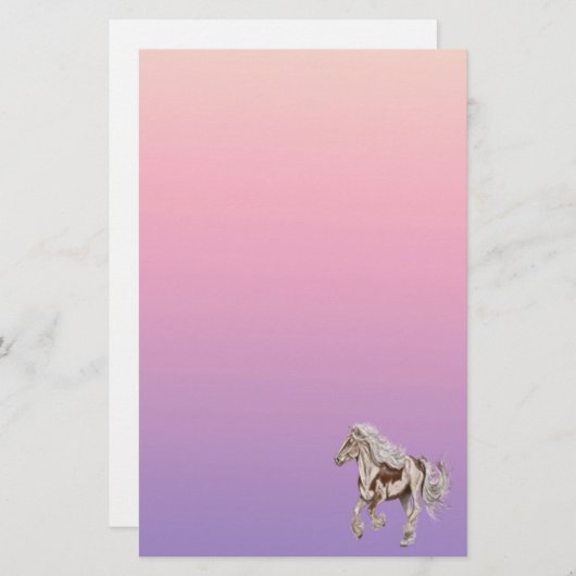 ホース絵を描ギャロピンパステル文房具紙 便箋 (正面/裏面)