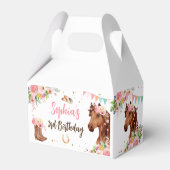 ホース誕生日ガール女性のカーボーイピンクフローラパーティー フェイバーボックス (裏面サイド)
