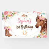 ホース誕生日ガール女性のカーボーイピンクフローラパーティー 横断幕 (横)