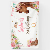 ホース誕生日ガール女性のカーボーイピンクフローラパーティー 横断幕 (縦)