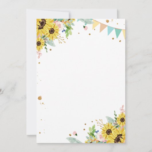 ホース誕生日招待状ガール女性のカーボーイひまわりブルー 招待状 (裏面)