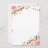 ホース誕生日招待状ガール女性のカーボーイピンクフローラ 招待状 (裏面)