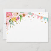 ホース誕生日招待状ガール女性のカーボーイピンクフローラ 招待状 (裏面)