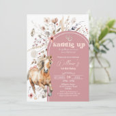 ホース誕生日招待状ボホーホースワイルドフラワー 招待状 (スタンド正面)