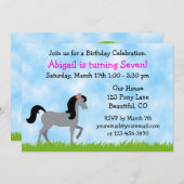 ホース誕生日招待状forガールズ 招待状 (正面/裏面)