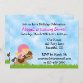 ホース誕生日招待状forガールズ 招待状 (正面/裏面)