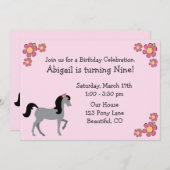 ホース誕生日招待状forガールズ 招待状 (正面/裏面)