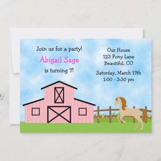 ホース誕生日招待状forガールズ 招待状 (正面)