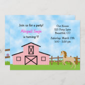 ホース誕生日招待状forガールズ 招待状 (正面/裏面)