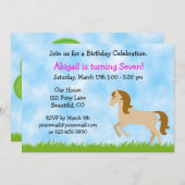 ホース誕生日招待状forガールズ 招待状 (正面/裏面)