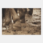 ホース足ウェスタンヴィンテージセピアブラウン素朴 ラッピングペーパーシート (正面3)